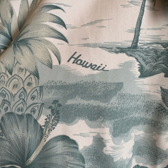 Trader Bay Washable Mens XL Green/White Floral Button Short Sleeve Hawaii Shirt - Picture 6 of 12